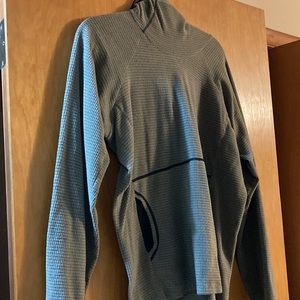 Mens Melanzana Medium Grey microgrid Fleece Hoodie